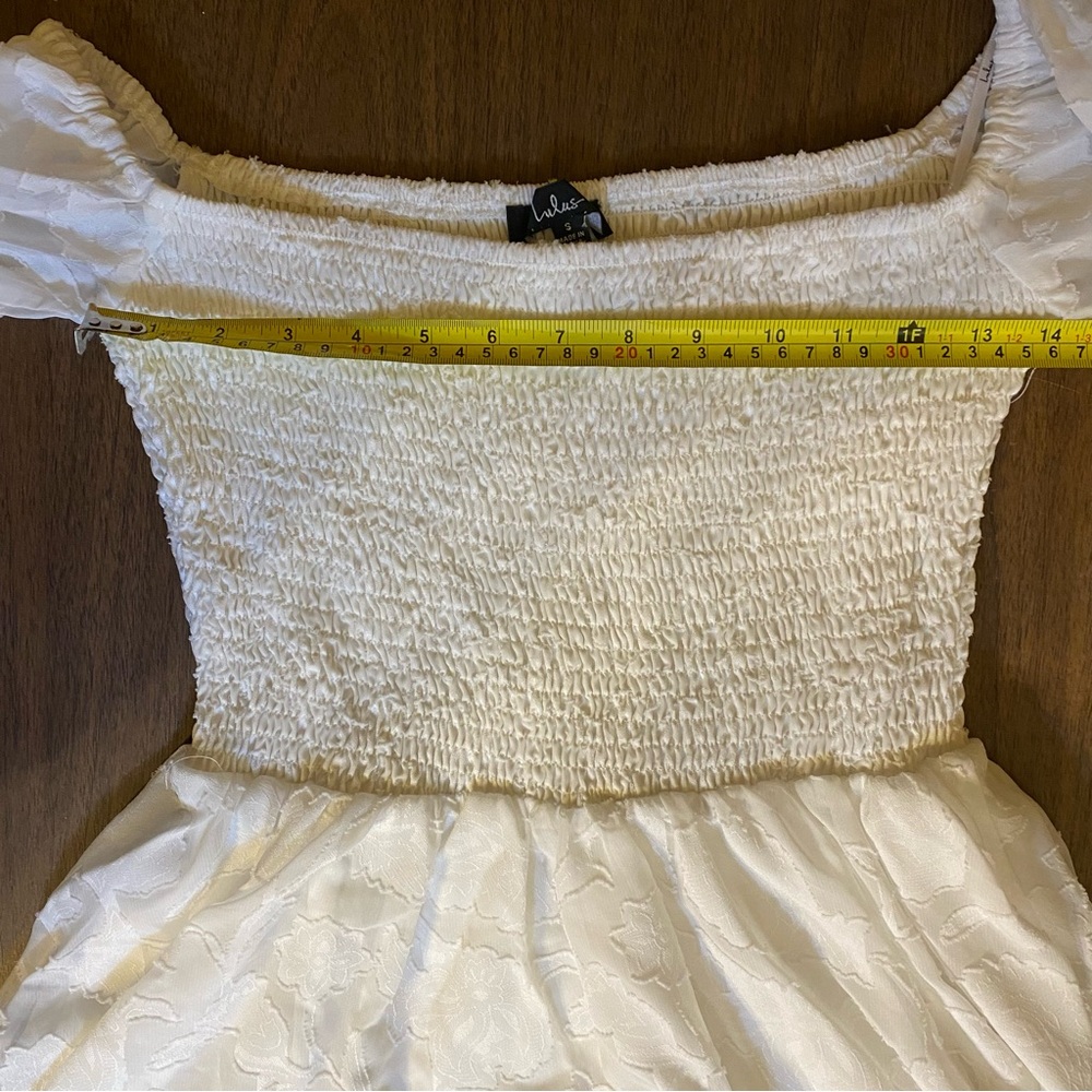 Lulu’s Ivory Floral Off The Shoulder Smocked Romper Women’s Size S Long Sleeve - Picture 8 of 11